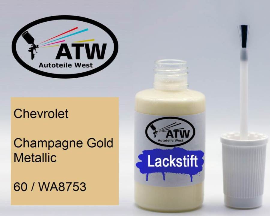 Chevrolet, Champagne Gold Metallic, 60 / WA8753: 20ml Lackstift, von ATW Autoteile West.